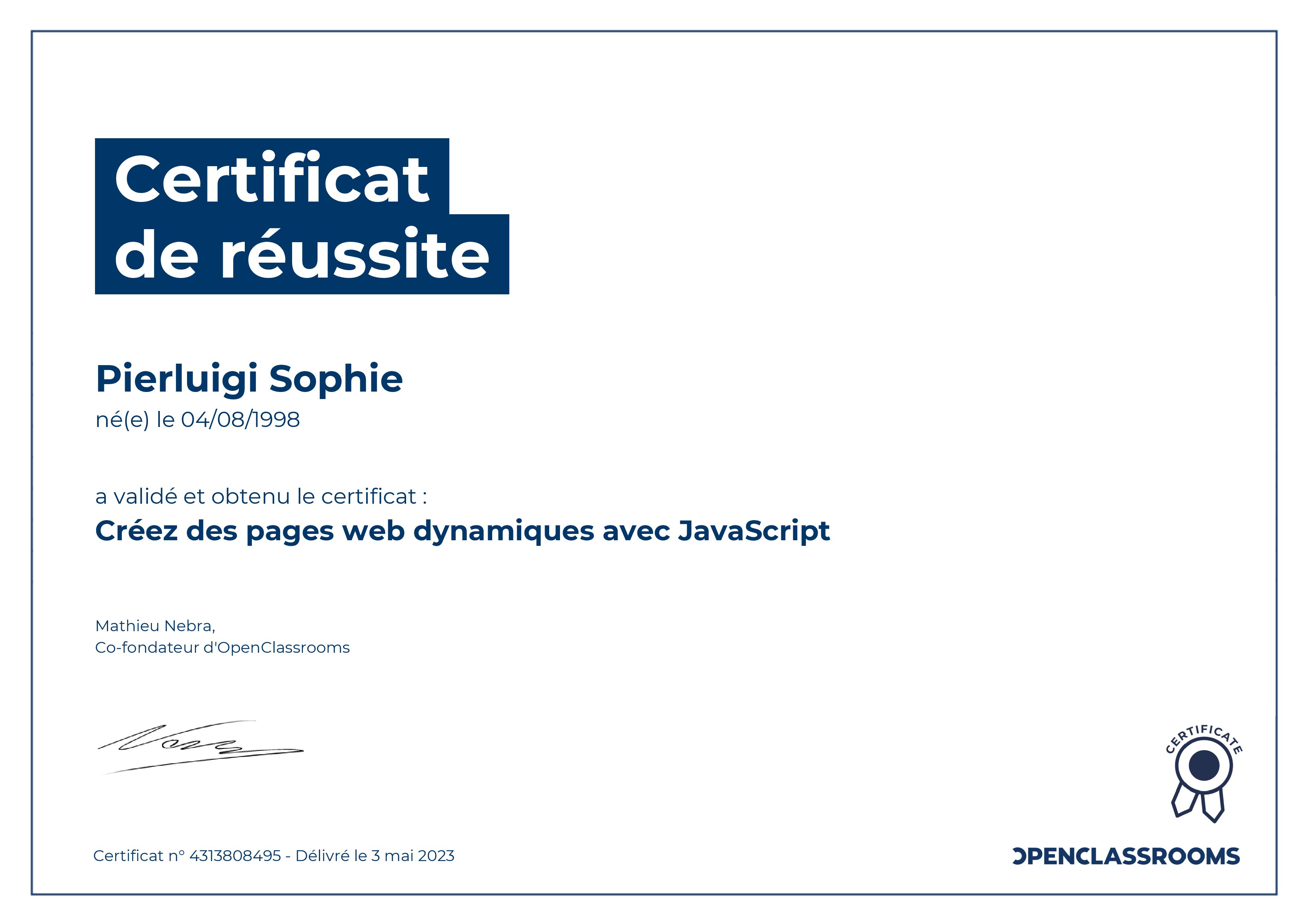 Certification JavaScript Dynamique