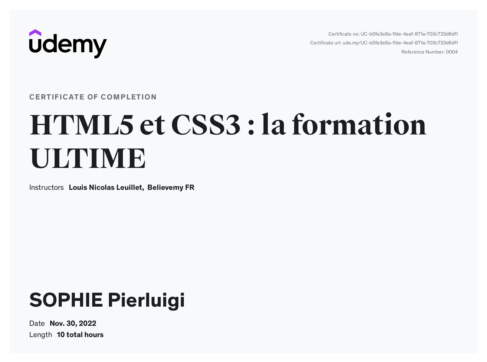Certification HTML5 & CSS3