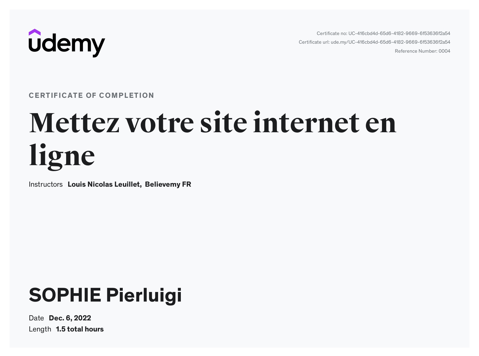 Certification Hébergement de site