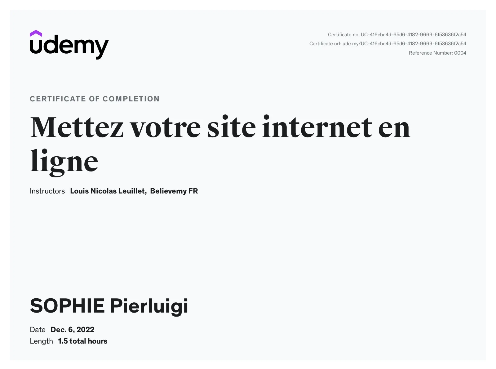 Certification Hébergement de site